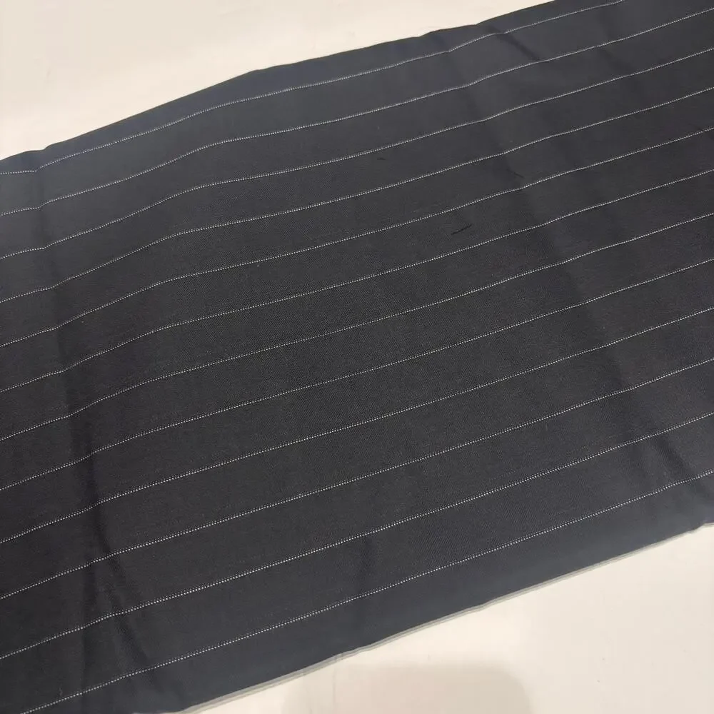 Black Pinstripe Shirting Weight Wool Fabric 2.5 Yds 60